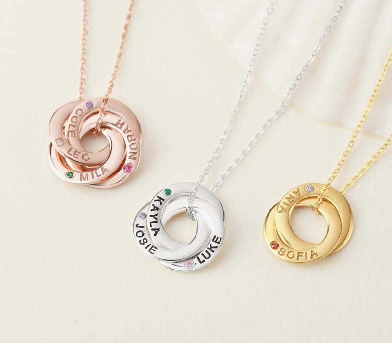 Mom Necklace With Kids Names Birthstones, Children Birthstone Jewelry